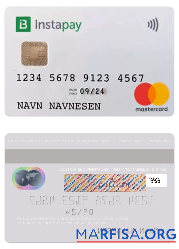 Realistic Norway Bank of Norway instapay mastercard real example